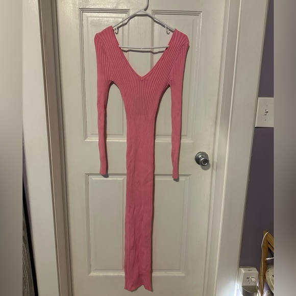 High stretch pink sweater dress - Picture 3 of 5